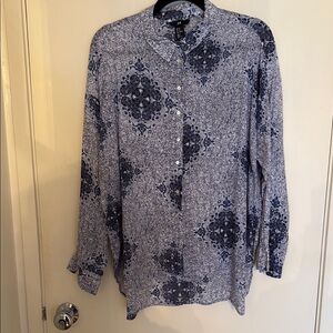 Women’s Sheer Blue Patterned Shirt